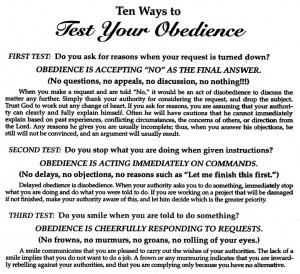 Ten Ways to Test Your Obedience, page 1