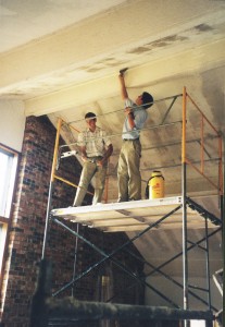 boys on scaffolding